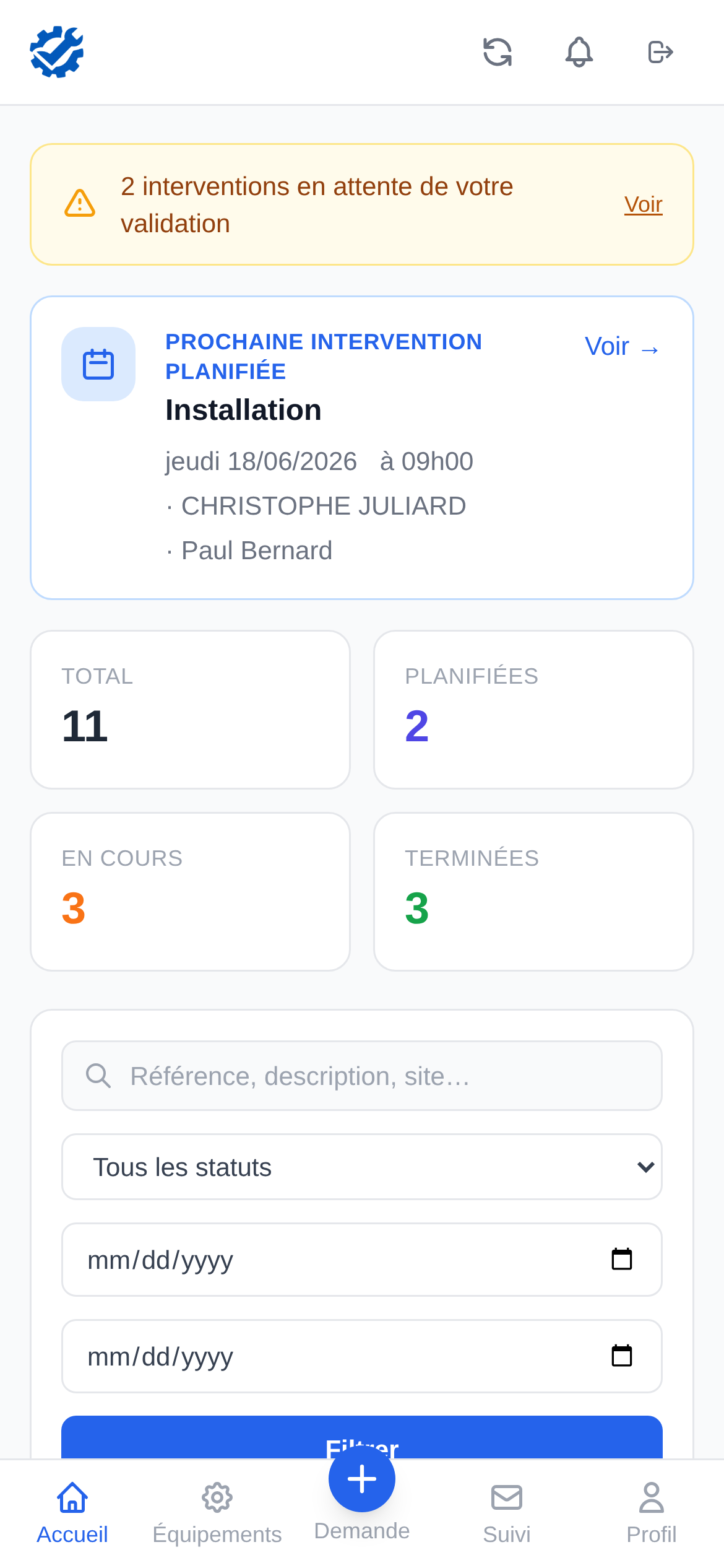 Portail client Fixely sur mobile